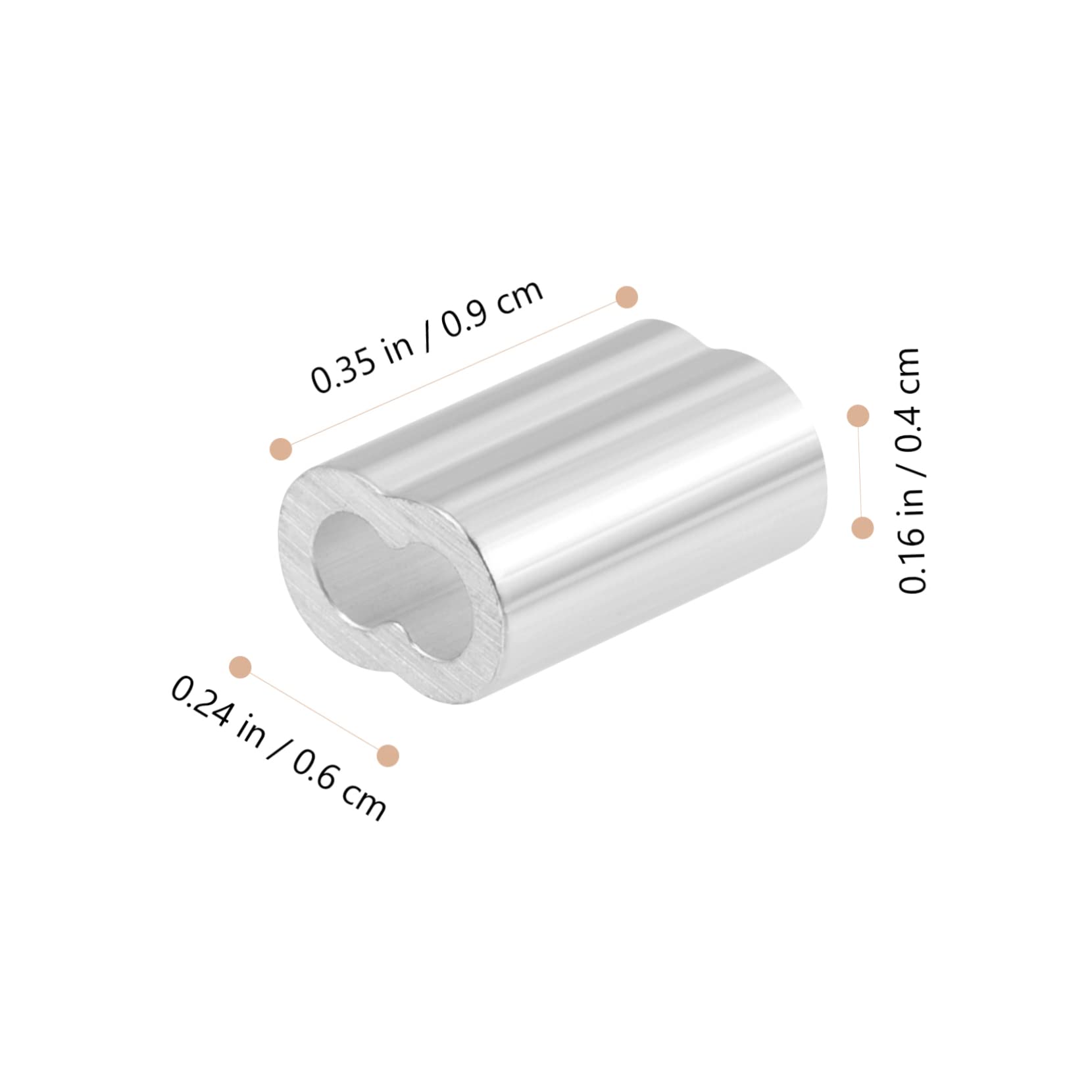 Clip con manicotto a crimpare in alluminio, Manicotti di crimpatura in alluminio a doppio foro a forma di 8 for cavi metallici, confezione da 200, argento, diverse misure(0.9x0.6cmx4pcs)