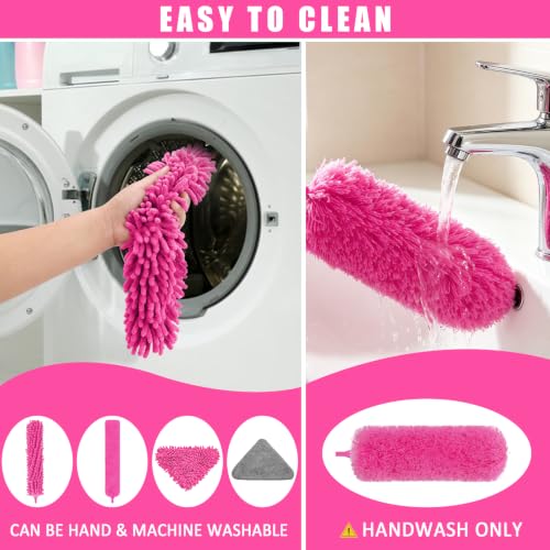 Image of Microfiber Duster Kit 27pcs with 30 to 100 in Extension Pole, Pink