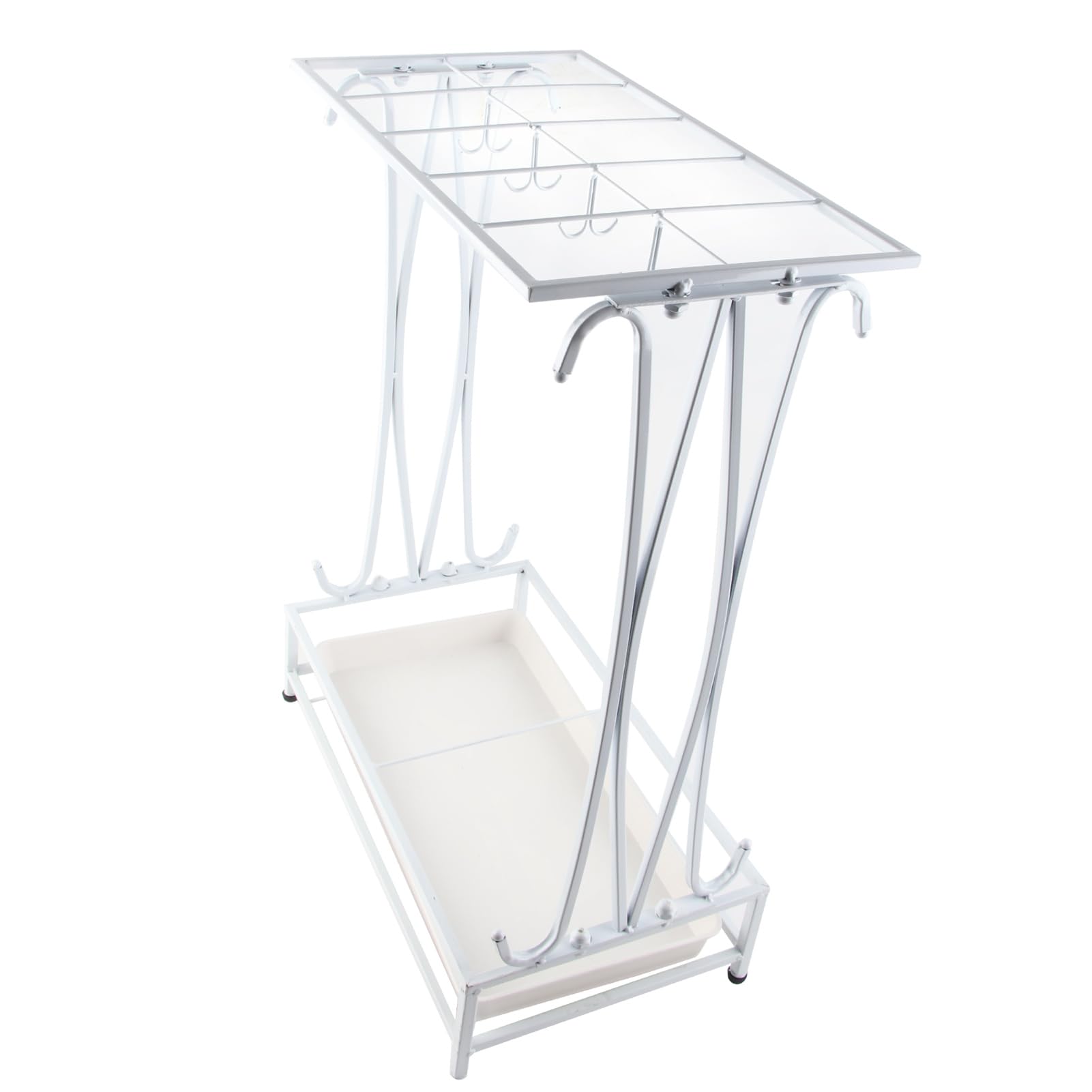 Portaombrelli in Ferro, Supporto Ombrelli con Vaschetta (WHITE)