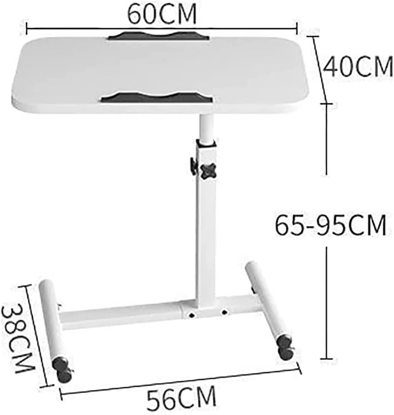Adjustable Height Overbed Table with Wheels for Home Office Rolling Laptop Desk with Side Table Portable Mobile Computer Table for Working and Dining Sofa End Table (Color : C)