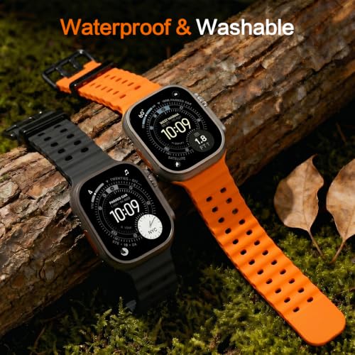 Image of Ocean Band Compatible with Apple Watch Strap 49mm 46mm 45mm 44mm 40mm 41mm 42mm Silicone Replacement Band for Series 12 11 10 9 8 7 6 5 4 SE Ultra 3 Strap