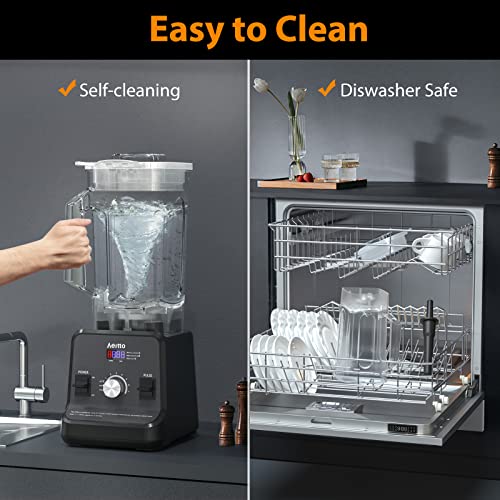 Image of Aeitto Blender for Kitchen, 68 Oz Large Capacity Professional Countertop Blender, 1500-Watt Smoothie Blender for Ice Crush, Frozen Drinks, Black