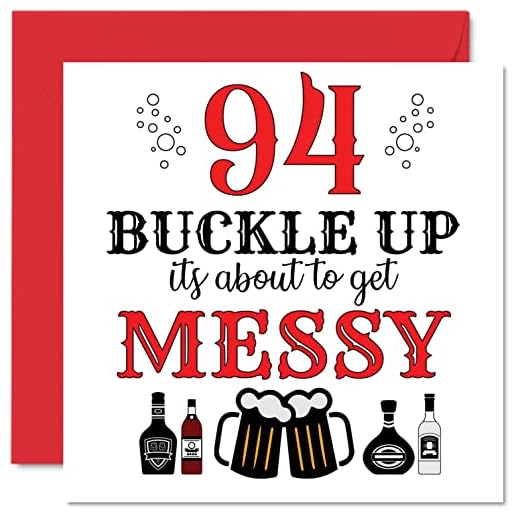 Divertidas tarjetas de cumpleaños 94 para hombres y mujeres, con hebilla, tarjeta de feliz cumpleaños para abuelo, abuelo, tarjetas de felicitación de 145 mmx145 mm, tarjeta de cumpleaños de broma