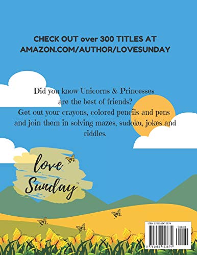 COLORING WITH MAZES, RIDDLES, JOKES, AND SUDOKU Activity Book - Unicorns & Princesses are Best Friends: Great gift for a kid. Awesome for long car rides, airplane travel. image 4