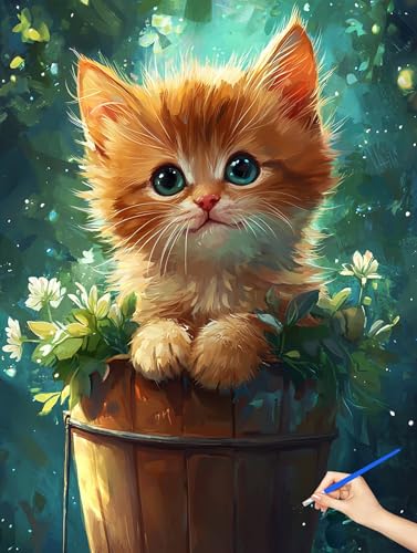 数字油絵 猫 数字塗り絵 かわいい Paint by Numbers ナンバーペイント 子供 初心者 DIY Cheerful Painting 手工芸 芸術手塗りれる アクリルキット 大人のためのクリエイティブな趣味 誕生日プレゼント ホーム オフィスの