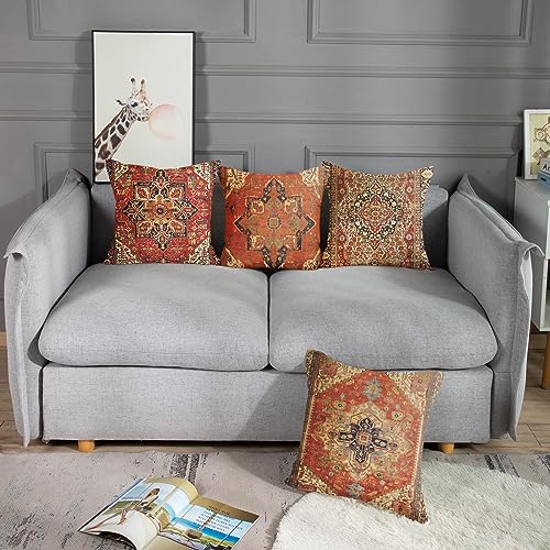 Sanwarm Throw Pillow Covers Home Decor Set Of 4 Pillow Cases Decorative 18 X 18 Inches Cushion Couch Sofa Pillowcases Turkey Kilim Ancient Antique thumb #5