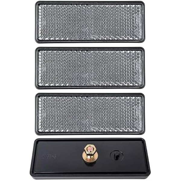 Prostokątne reflektory do przykręcania, 4 sztuki, białe z czarną krawędzią, wymiary 88 x 35 x 9 mm, ze znakiem kontrolnym E, w zestawie gwint + nakrętki, kwadratowe reflektory do przyczep, przyczep