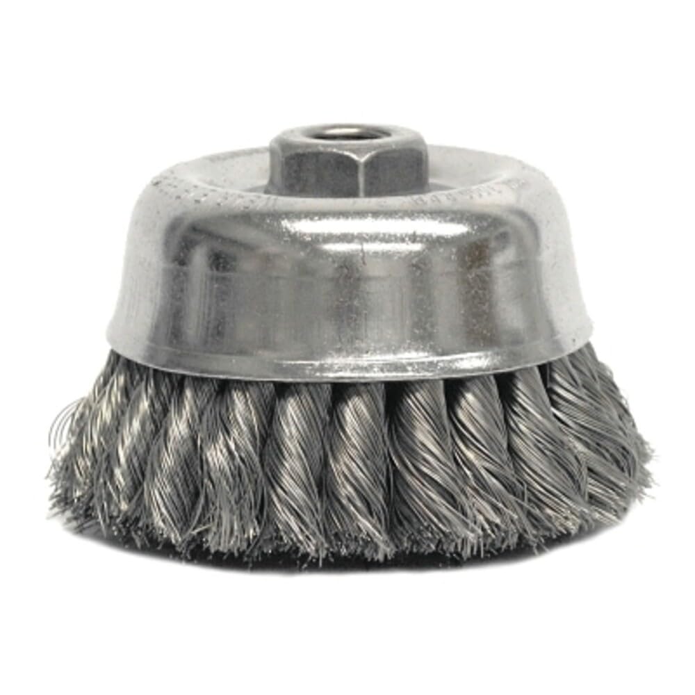 Weiler, spazzola a tazza in filo metallico, foro filettato, acciaio, nodo parziale, doppia fila, 4 Inches, 1