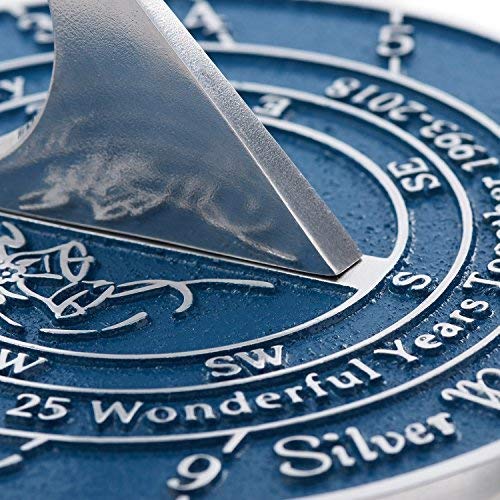 The Metal Foundry Personalized Silver 25Th Large Sundial - Recycled Solid Metal Uk Manufactured Home Decor Or Garden Present Idea For Parents, Friends Or Couple On 25 Years Marriage #TOP1