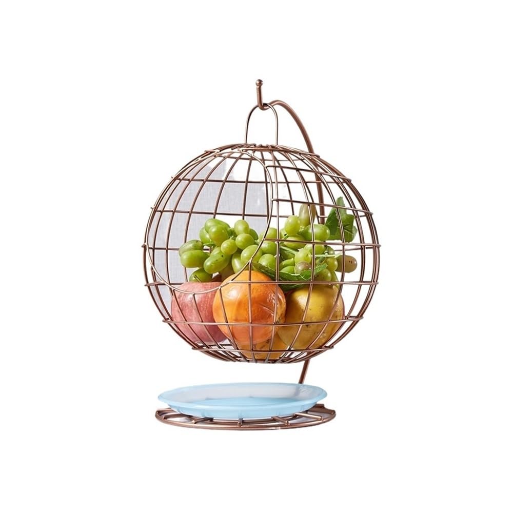 HLHLOP777 Fruit Bowl Fruit Basket Kitchen Countertop Rack Exquisite Metal Perfect for Holding Fruit Basket(Bruin)