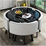 Esstisch Set für Küche oder Hoteldekor, Tisch und Stuhl Set Büroempfangslounge Simple Nordic Style 80cm Imitation Marmor Runder Tisch Hotel Schönheitssalon (Color : White, Size : Style 1)
