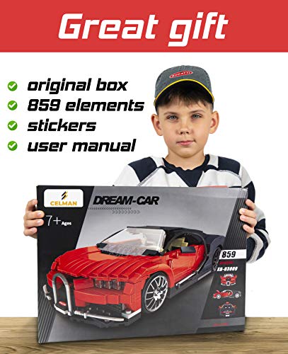 CELMAN Sportwagen Technic Bausteine Auto als Bugatti Chiron | 859 Technic Teile | Klemmbausteine | Geschenkbox – Bild 4