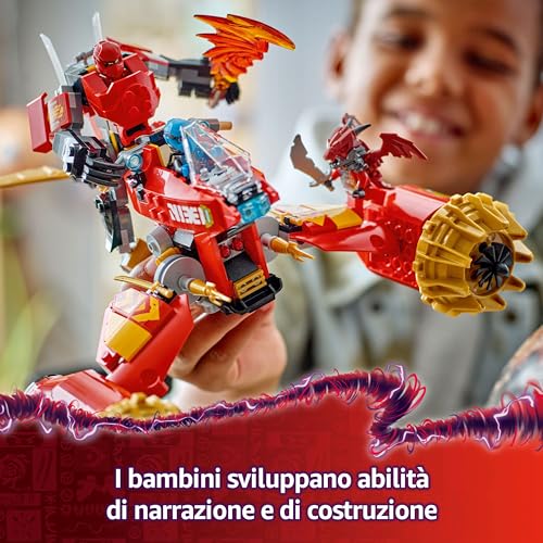 NINJAGO Mech Storm Rider di Kai - 2 Veicoli Trasformabili in Figura Snodabile e Moto Giocattolo, Set con 3 Minifigure e Armi, Giochi per Bambini e Bambine da 7 Anni da La Rivolta dei Draghi 71830 - Lego - Immagine 6