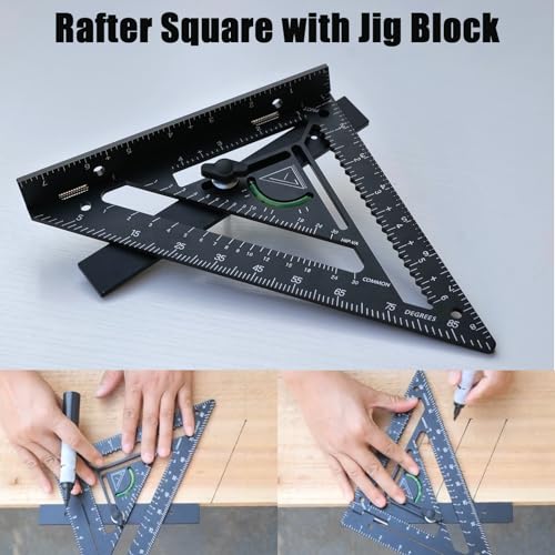 WOXMA 8.3" Ratter Square Tool with Jig Block - Flatwork and Repetitive Markings Specialty for Precise Carpentry Work,Sherwap Ratter Square Tool (Black) by WOXMA - Image 7