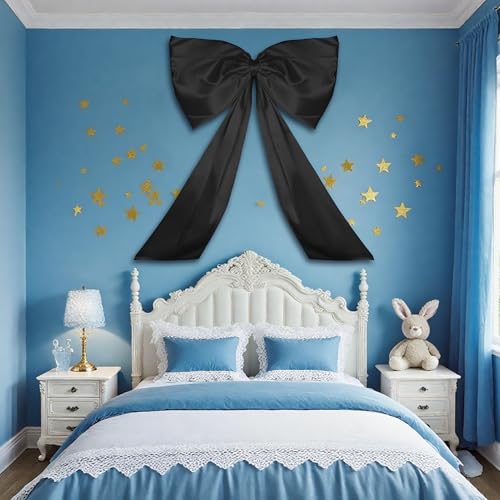 24 x 36 Inches Big Black Bow Decor,Dark Coquette Room Decor,Giant Black Bow Room Wall Decor,Birthday Party Backdrop Wall Wedding Decorations(Black)