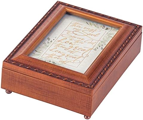 Dicksons How Great Though Art Woodgrain Brown 8 x 6 Acrylic Jewelry Music Box Plays How Great Thou Art image 3