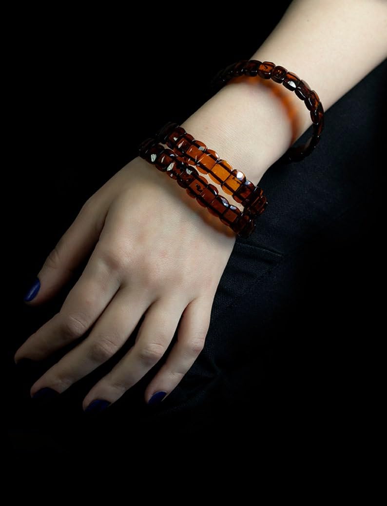13x9x5 mm naturalny bursztynowy koralik elastyczna elastyczna bransoletka z koralików gładka krój owalny kształt czerwony 7 cali do medytacji unisex prezent i powodzenia |W_STBC_00290