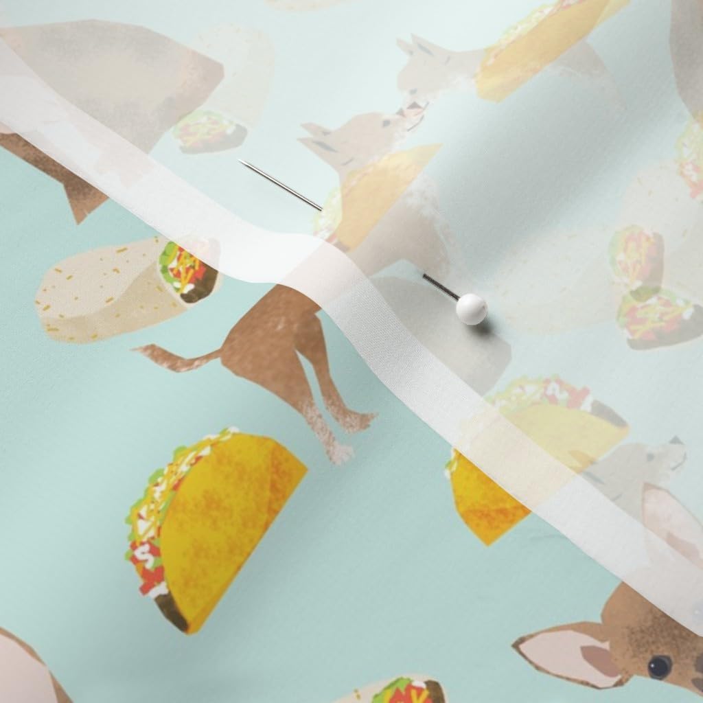 Spoonflower Fabric - Chihuahua Food Taco Dogs Pet Cute Tacos Burritos Novelty Print Printed on Chiffon Fabric by The Yard - Sewing Fashion Apparel Dresses Home Decor