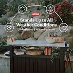 Keter Outdoor Rolling Table Cart for Food Prep, Storage, Bar & Grill, Dark Brown - Portable Kitchen Island Tabletop with Wheels for Drinks, Snacks, and Cooking - Image 4