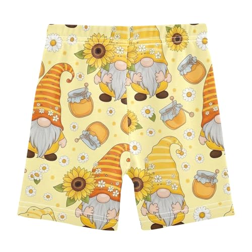 Girls Biker Shorts Toddlers Cotton Under Shorts for Dresses 4t Kids Clothes Cute Gnome Yellow Orange Honey2