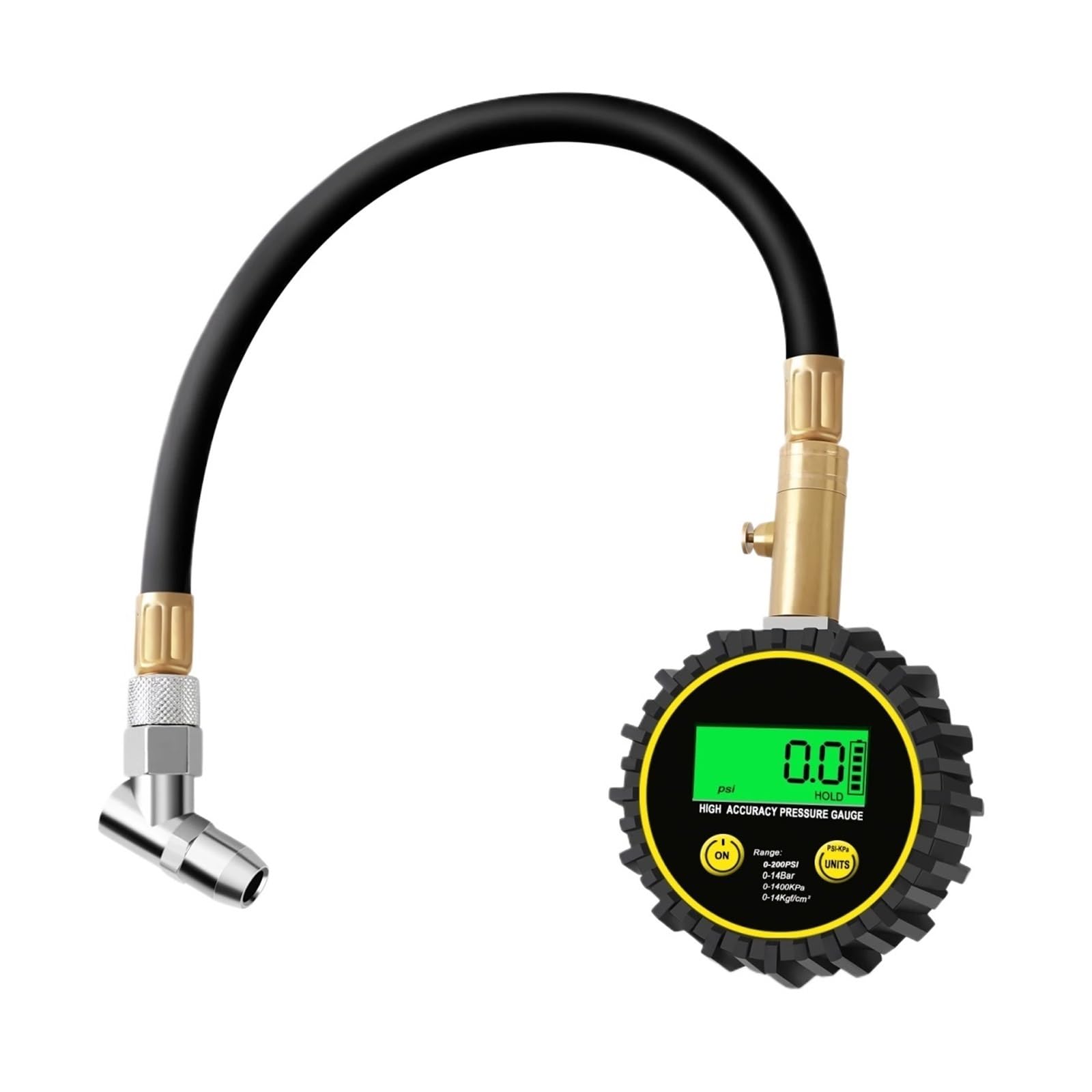 Manómetro de neumáticos Manómetro De Presión De Neumáticos De Coche, 200 PSI, con Manguera Flexible Y Pantalla LCD Retroiluminada, Manómetro Digital For Coche, Camión, SUV