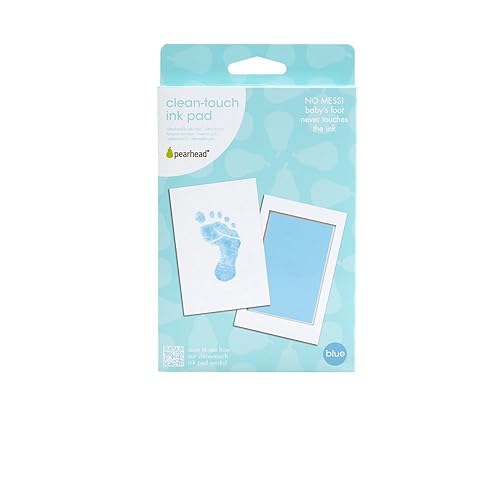 Miniatura 2 de Pearhead Almohadilla de tinta "Clean-Touch" para huellas de manos o pies de bebé recién nacido, 2 usos, azul (Paquete de 2)