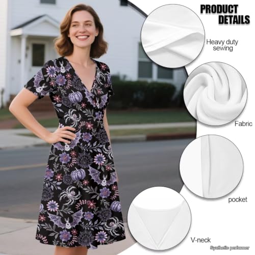 Image of Women's Summer Dresses Short Sleeve Formal Dresses with Pockets