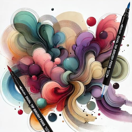 HTI Fairfax & Co Dual Tip Pens | 36 Piece Premium Quality Coloured Dual Tip Brush Pens in Storage Case Watercolour Brush Felt Tip Pen, Blendable, Water Based Ink Adults Drawing and Sketching - Image 5