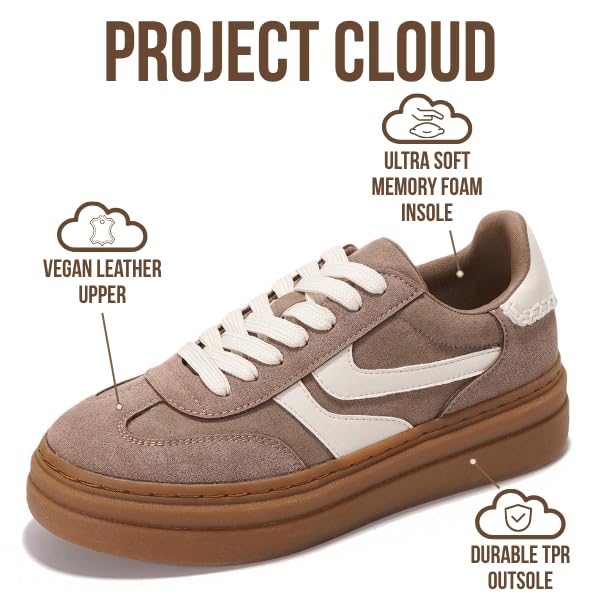 Project Cloud Platform Sneakers for Women Footwear - Memory Foam Insole Womens Shoes, Lightweight and Non-Slip Sole Lace Up Fashion Sneakers (Dodge)2