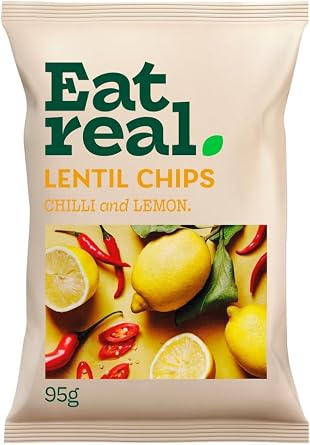 Eat Real Chips Variety Pack | Lentil, Quinoa & Hummus Chips | Gluten-Free, Vegan Snacks | Healthy Baked Crisps | Mixed Flavours Pack Eat Real Lentil Chips - Chilli & Lemon 95g