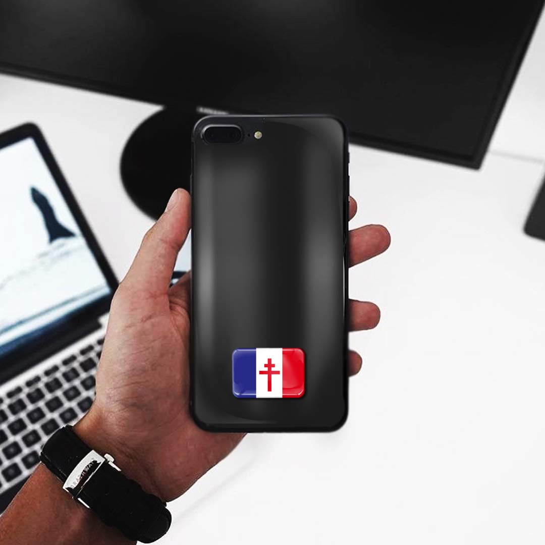 Image secondaire de Biomar Labs® 2 x 3D Flexibles Autocollant Stickers France Libre Drapeau Français de la Résistance Général de Gaulle Flag Croix d