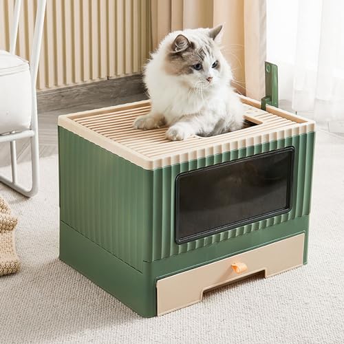 Caixa de Areia Fechada, Penico para Gatos Com Entrada Superior, Tipo Gaveta de Entrada Superior Dobr