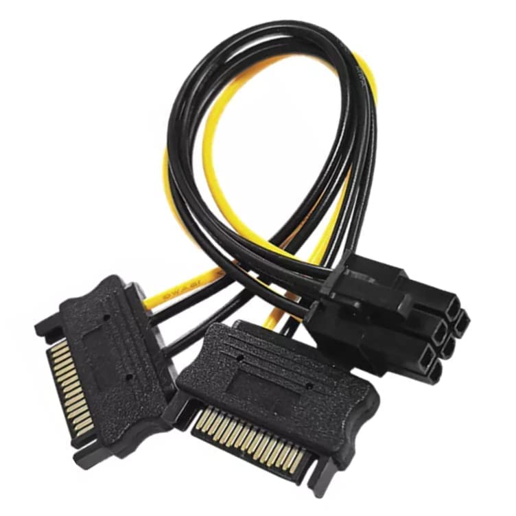 AdzMozi® Dual Sata 15 Pin Male to 6 pin PCI Express Power Supply PCI-E Graphics Video Card Power Cable 19cm-Black,Yellow-image-14
