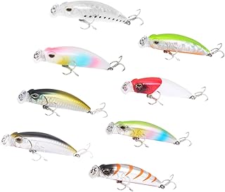 Happyyami 8 Pcs Fishing Fish Bait Fishing Lures Set Minnow Bait Colorful Fishing Lures Minnow Lure Hard