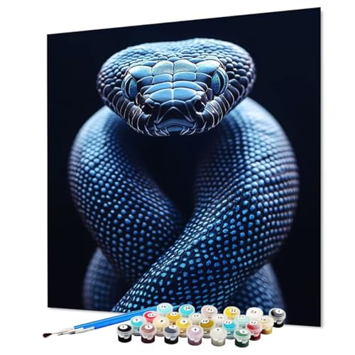 Malen Nach Zahlen Erwachsene Schlange, Malen Nach Zahlen Tier, DIY Basteln Erwachsene Handgemalt Ölgemälde Set mit Pinsel und Acrylfarbe für Wand Deko, Geschenk für Frauen 40 x 55 cm (Model-0104)