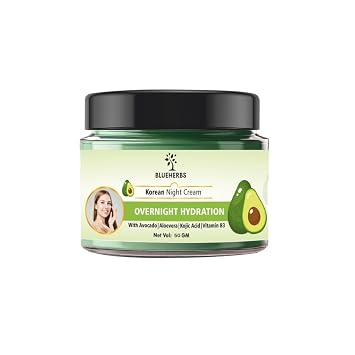 Korean Overnight Face Cream Deep Hydration Night Moisturizer with Avocado & Aloe for Glowing Skin 50 Gm