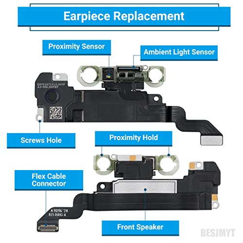 For Iphone Xr Ear Speaker Replacement Repair Kit New Front Earpiece Module With Ambient Light Sensor Part Proximity Sensor Flex Cable Connector Fix Tools Kit For Iphonexr A1984 A2105 A2106 A2108 #TOP1