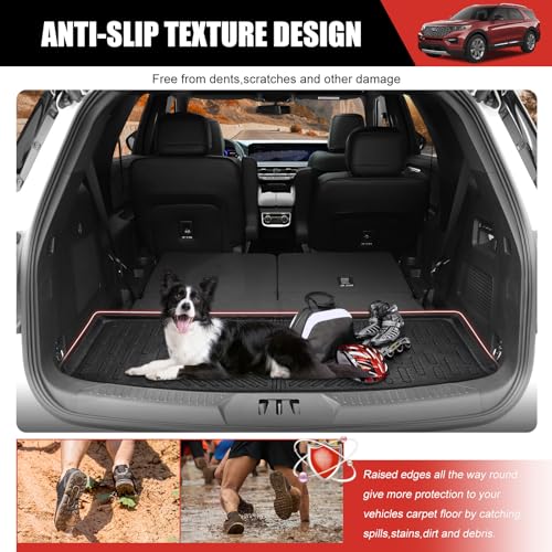 Utiiy Cargo Liner Compatible with 2020-2023 Ford Explorer 6&7 Seats Cargo Mat All Weather Trunk Mat for 2020 2021 2022 2023 6&7 Passenger Explorer Accessories