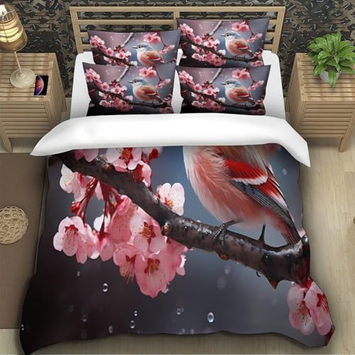 Housse de couette 3D oiseau fleur microfibre haut de gamme - 4