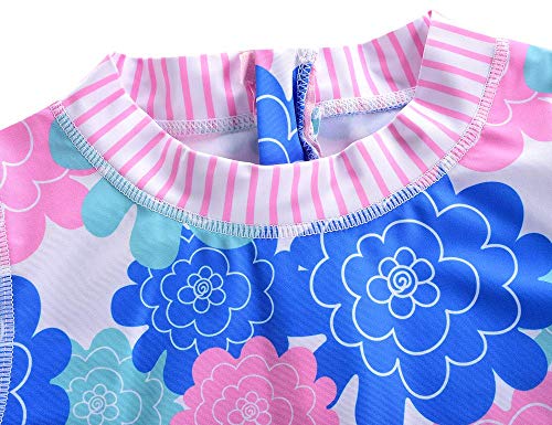 Image of Hilor Girl's Two Piece Swimsuits Long Sleeves Rashguard UPF 50+ Tankini Set Bathing Suits