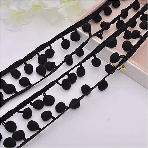 Vivipakoko 20 Yards Mini Pom Pom Trim Ball Fringe Ribbon Tassel Diy Sewing Accessory Lace For Home Party Decoration (Black) #TOP1