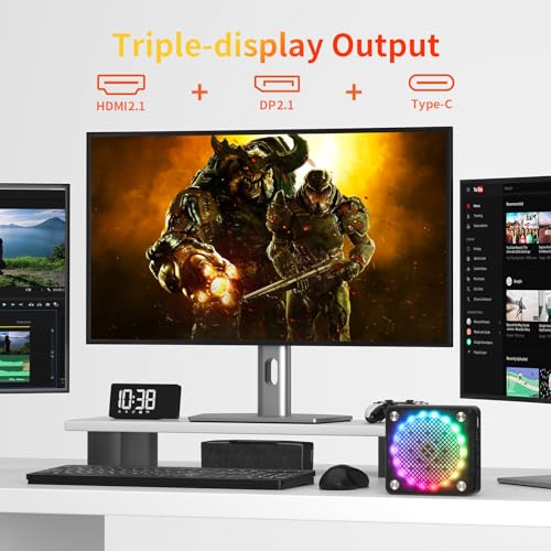 AWOW Mini Gaming PC mit AMD Ryzen 7 7840HS (8 Kerne, bis 5,1 GHz), 32 GB DDR5, 1TB PCIe 4.0 SSD, Radeon 780M Grafik, 4K Triple Display, leiser Betrieb, WiFi 6, BT 5.2, Dual 2.5G LAN