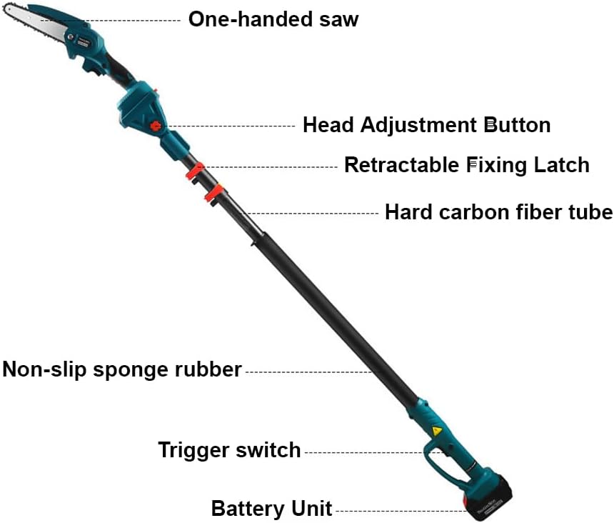 YUEWO Cordless Electric Pruner Kit 1 Inch Pruning Shears and Handheld Electric Chain Saw with 6.99 Feet Foldable Extension Pole SK5 Blades