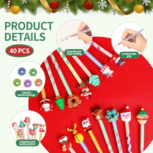 Miniatura 2 de Gudotra 40 Lápices De Navidad Con Adornos Navideños, Lápices Divertidos, Accesorios De Navidad Para Niños, Accesorios De Cumpleaños 40