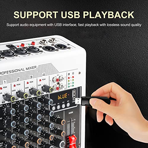 Dj Mixer Board 4 Channel Mixer Audio Mixer With Bluetooth, Small Audio Mixer For Karaoke, Digital Audio Mixer Usb Sound Mixer With Mp3 Playback, Xlr Microphone Jack, 48V Power Supply, Fx Reverb Delay #TOP4