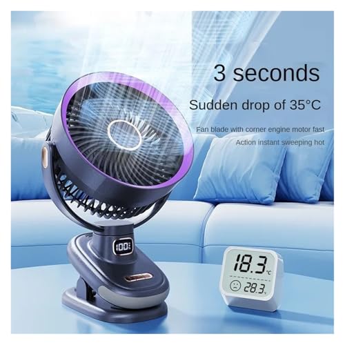 Ventilador de escritorio portátil blanco con iluminación nocturna y mini carga 3