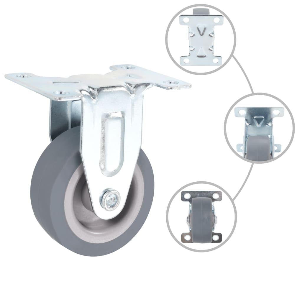 8 ruote di supporto da 50 mm in gomma TPR con telaio in ferro zincato, portata 35 kg per rotolo, per officina, magazzino, carrello, trasportatore, carrello per pallet, industria, logistica