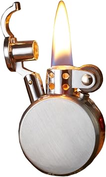 Vintage kerosene lighter, windproof lighter, pocket keychain lighter, liquid refillable lighter, reusable classic flame lighter, suitable for collection, indoor, gift for men dad husbandB