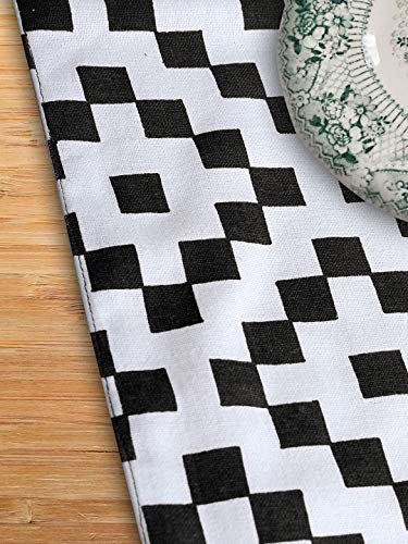 Image of Dekor World Fun with Checks Printed Black Table Runner (33x180cm) (Pack of 1)-6 Seater Dinning & Center Table