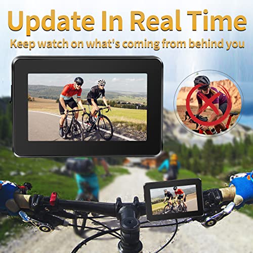 PTAVLO 1080P Bike Rear View Camera with 4.3’’ HD Monitor - IP67 Waterproof, 5-6 Hr Battery, 130°Wide Angle, Night Vision, Tool-Free Bar-End Mount (22.2 mm-31.8 mm)